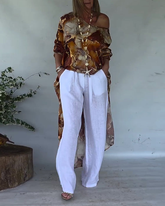 Bluse modisch Schlitz bedruckt