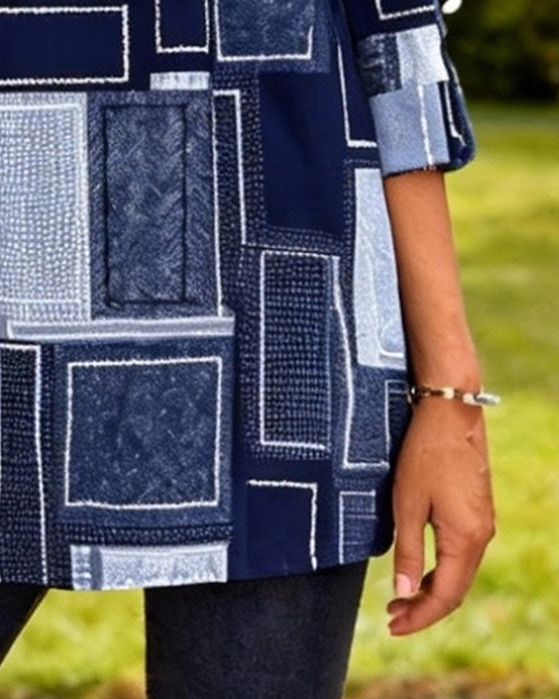 Top geknöpft Karo-Druck