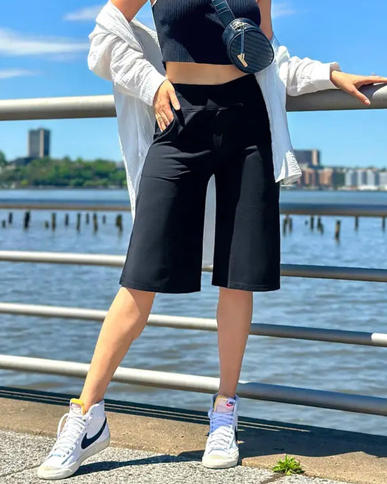 Lässige Shorts Mit Mittelbund, Halblang