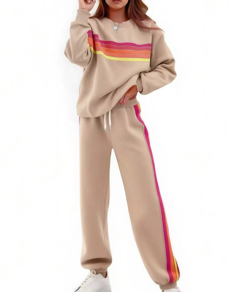Set Bunt Gestreiftes Sweatshirt Und Jogginghose
