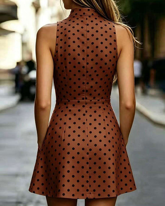 Kleid Ärmellos Polka Dot Vintage