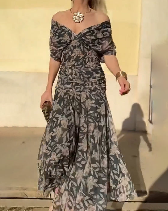 Kleid V-Ausschnitt Schulterfrei Modisch