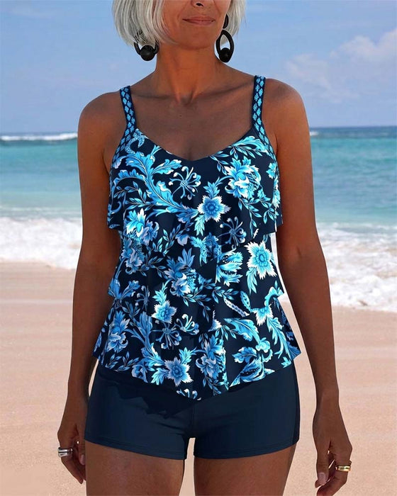 Tankini Unregelmäßig Rüsche Saum