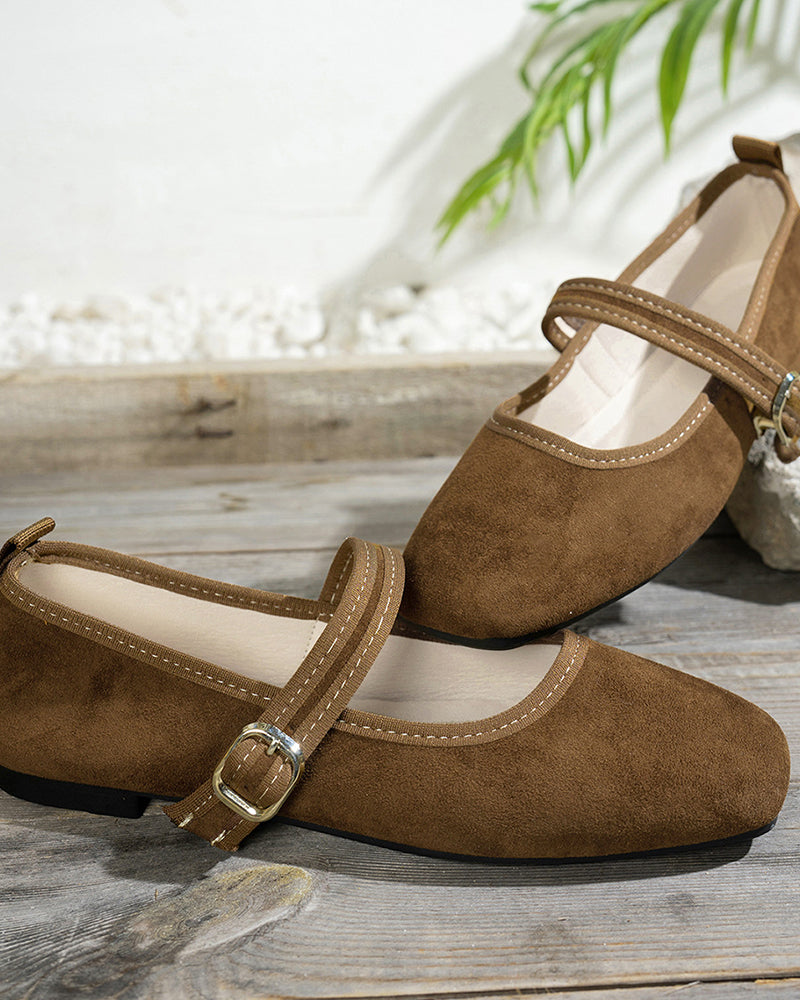 Damen Vintage Klassisch Elegant Quadratische Zehe Klassische Mary Jane Schuhe