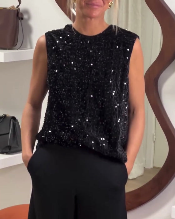 Tanktop Modisch Schleife Glitzer