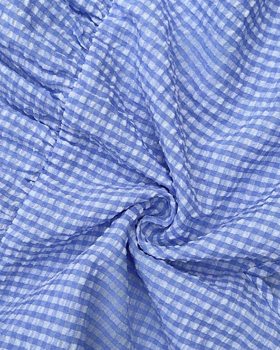Kleid Blau Weiß Gingham V-Ausschnitt