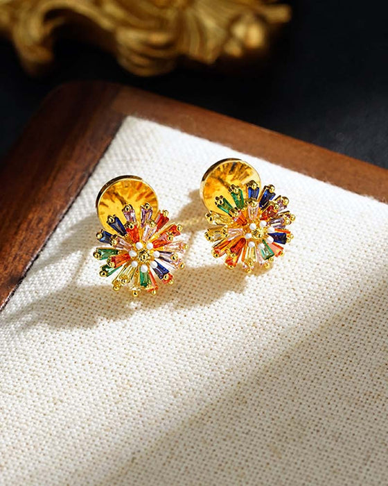 Bunte Feuerwerk Ohrstecker 💎 Zirkonia Design & Minimalistisch Elegant