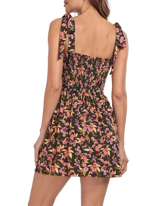 Kleid Damen Blumig Mini Mit Integrierten Shorts