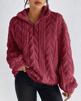 Sweatshirt Doppelseitig Fleece Halber Reißverschluss