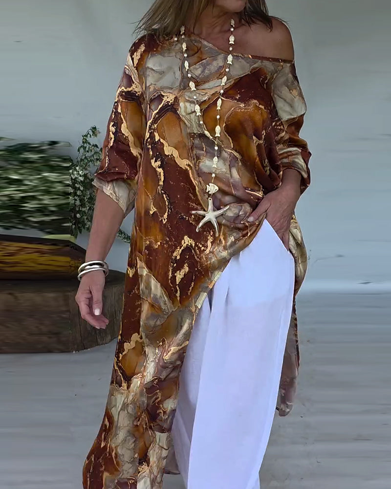 Bluse modisch Schlitz bedruckt