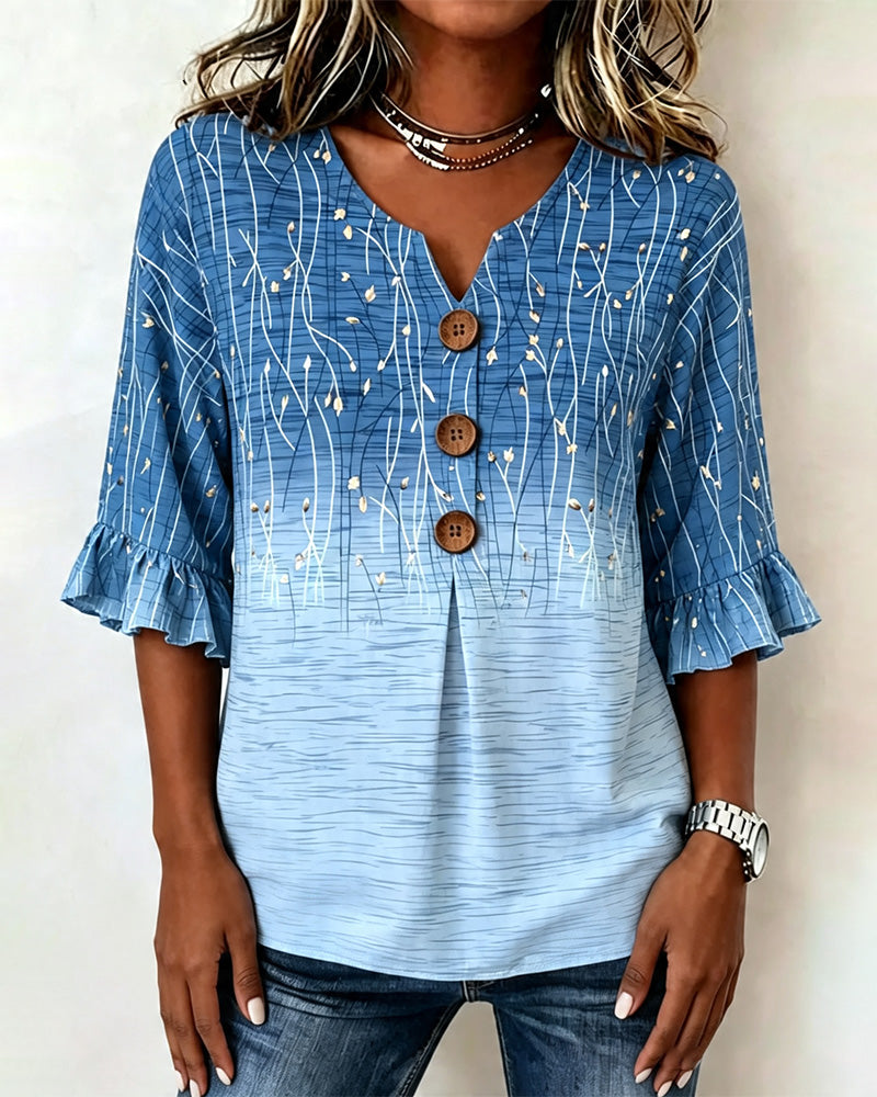 Bluse Bedruckt Rüsche