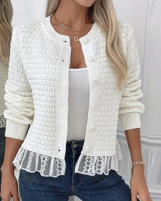 Mantel Langärmlig Spitzenbesetztes Sweatshirt