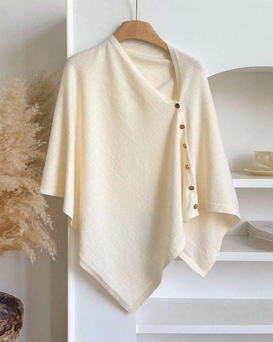 Mantel Vielseitig Asymmetrischer Knopf Cape Umhang