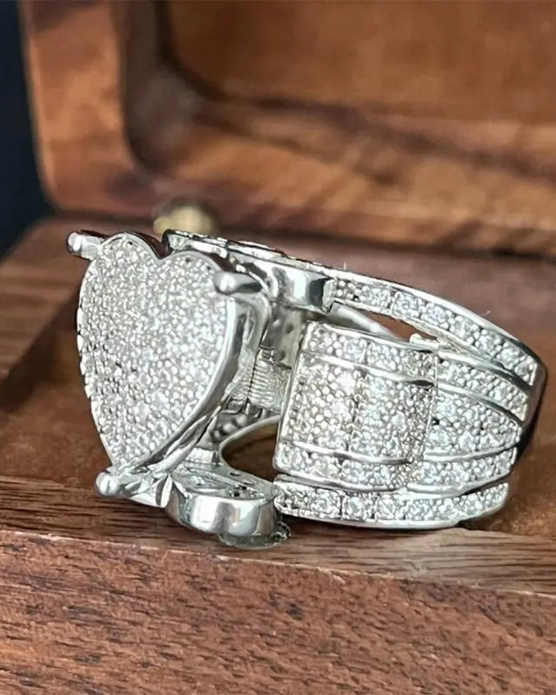 Pave Herzförmiges Ring-Set für Damen