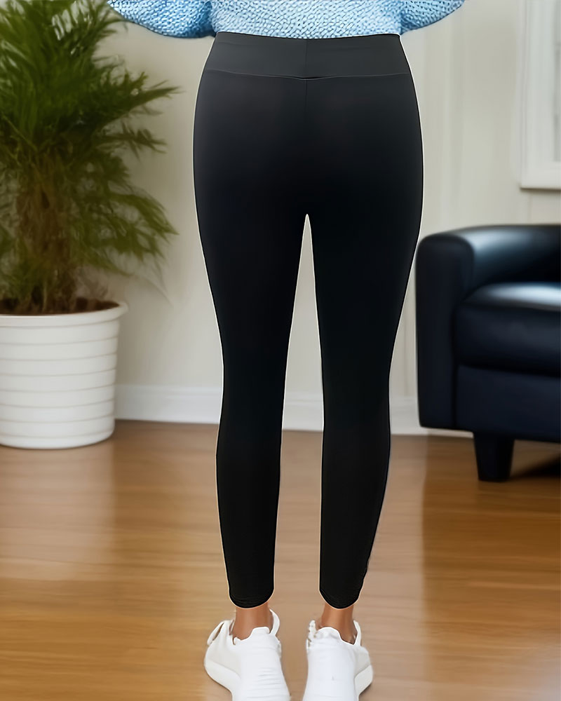 Hose Hohe Taille Reißverschluss Leder