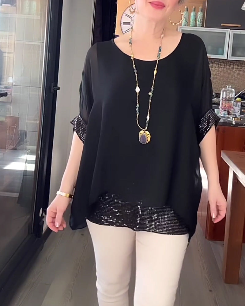 Top Paillette Zweiteilig Locker