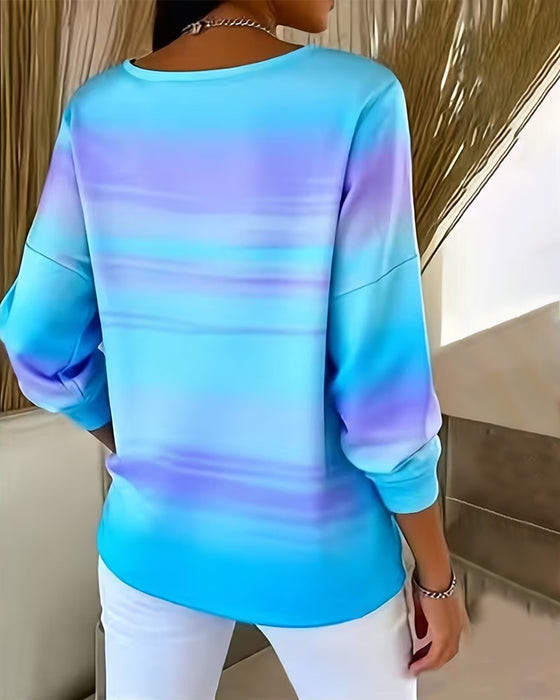 Sweatshirts V-Ausschnitt Langarm Ombre