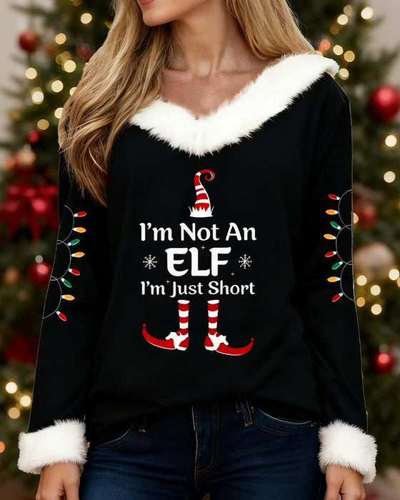 Modisches bedrucktes Top mit Pelzkragen