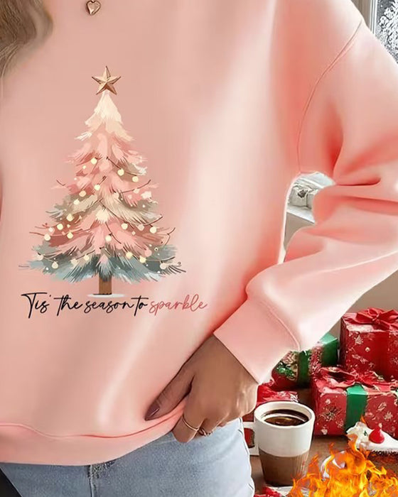 Sweatshirt Weihnachtsbaum Druck Rundhals