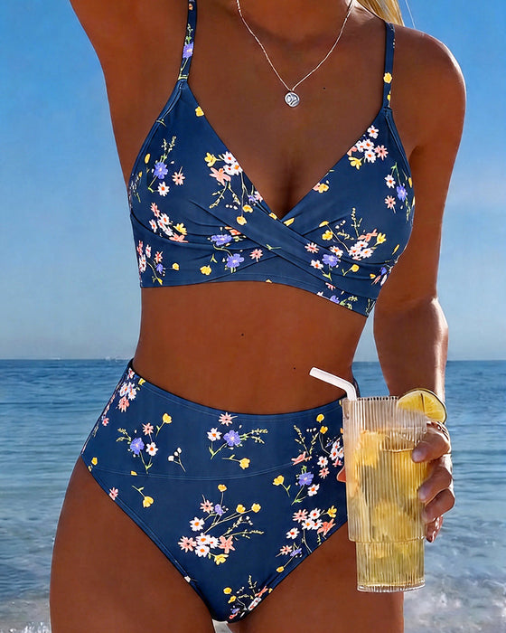 Bikini Sexy Sich Kreuzend Blumenprint