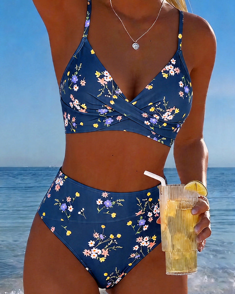 Bikini Sexy Sich Kreuzend Blumenprint