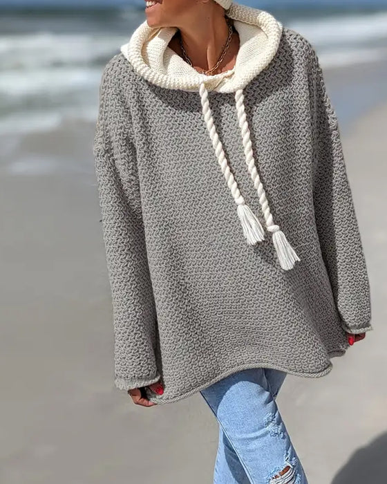 Pullover Mit Jugendlich, Kapuzen Und Farbblock Merkmalen