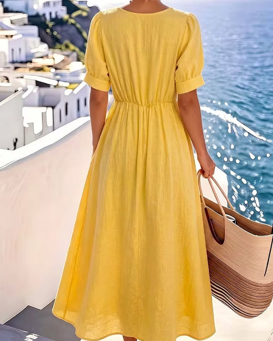 Kleid Quadratischer Ausschnitt Elegant A-Linie Ausgestellt