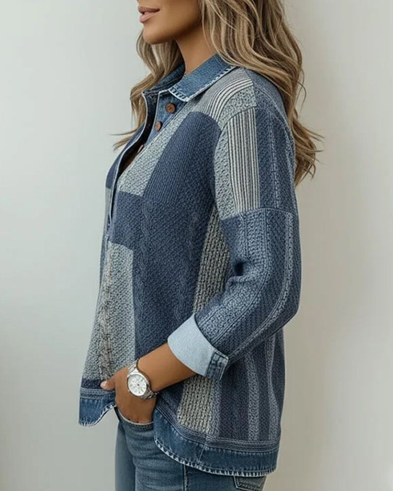 Sweatshirt mit langen Ärmeln und Colorblock-Print