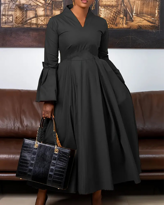 Kleid eleganter V-Ausschnitt Schirmärmel