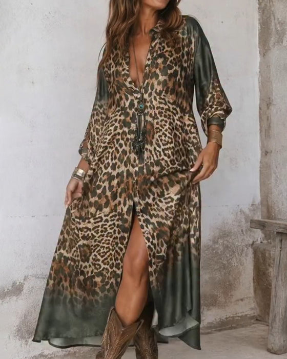 Kleid Stilvoll Leopard Weiter Rock