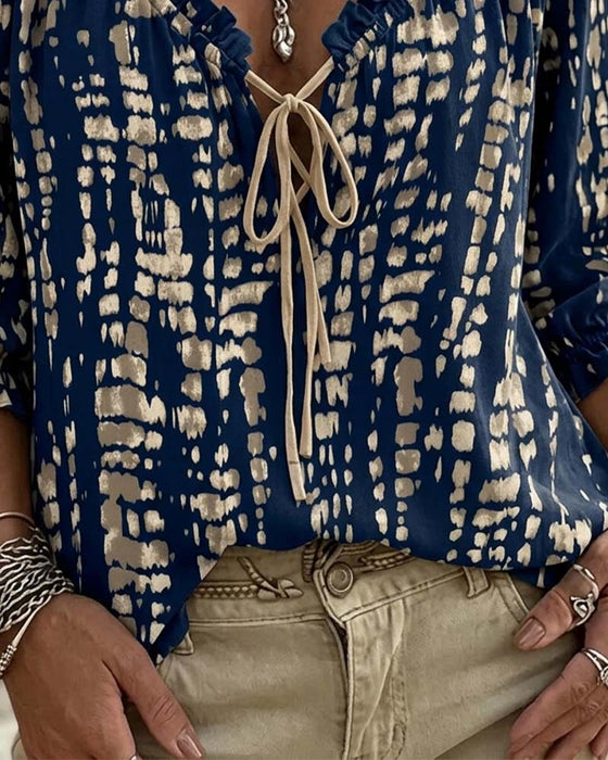 Bluse Bohemian Rüsche Bindung