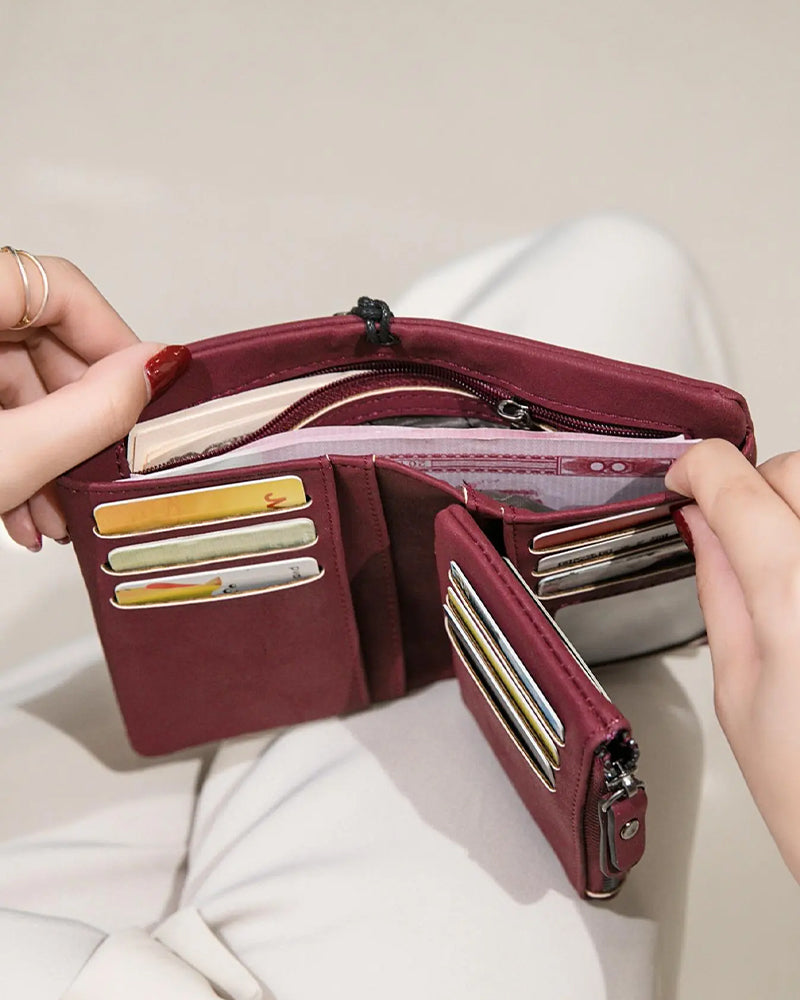 Damen Elegante Minimalistische Kurze Geldbörse Mit Handgelenkschlaufe, Lässige Vielseitige Reißverschluss Kartenhalter Geldbörse, Trendige Geldbörse Für Den Täglichen Gebrauch