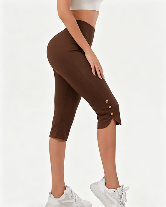Leggings Einfarbig Schmal Geschnitten Gekürzt