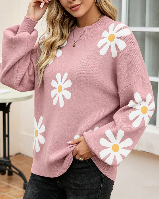 Gedruckter Langarm‑Pullover