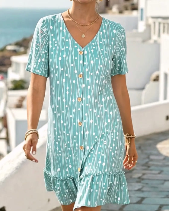 Kleid V-Ausschnitt Linie Rundhals