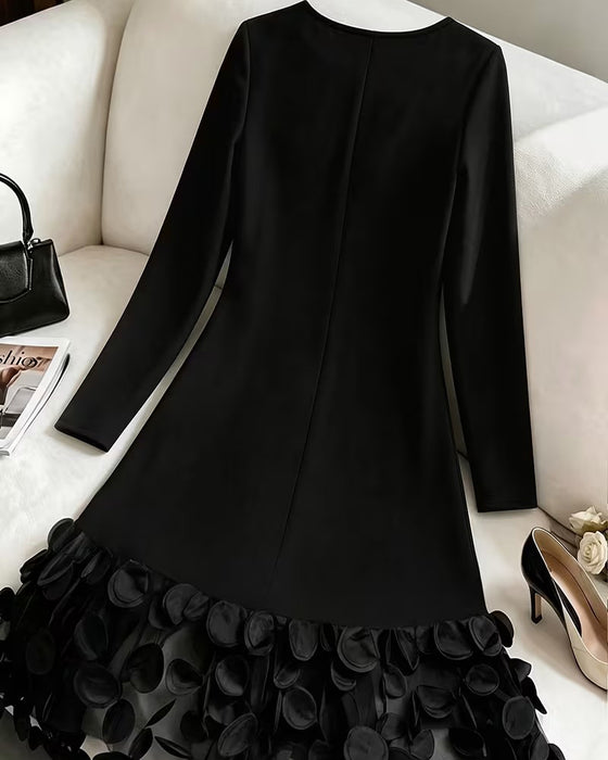Kleid Mesh Gepunktet Patchwork