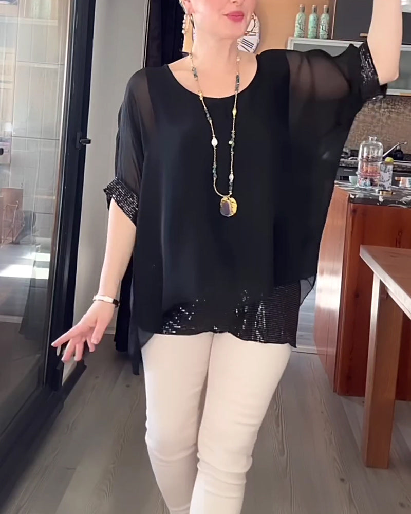 Top Paillette Zweiteilig Locker