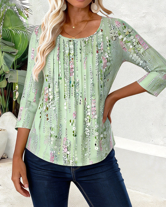 Top Feiner Glitzer Runder Halsausschnitt Langarm