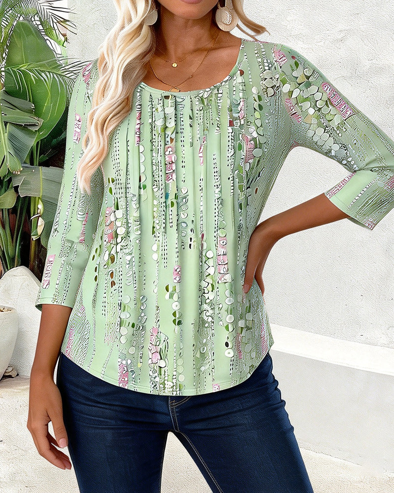 Top Feiner Glitzer Runder Halsausschnitt Langarm