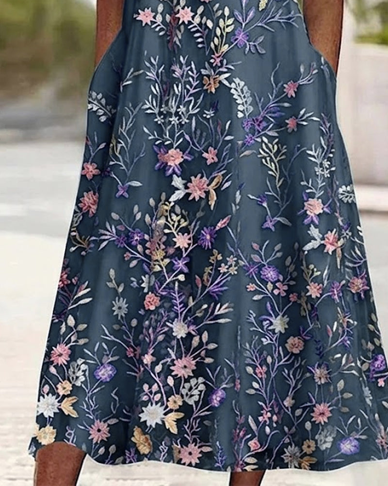 Kleid Spitze Blumenmuster Patchwork A-Linie