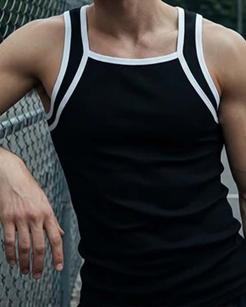 Herren Tank Top Ärmellos Kontrastierende Farbe