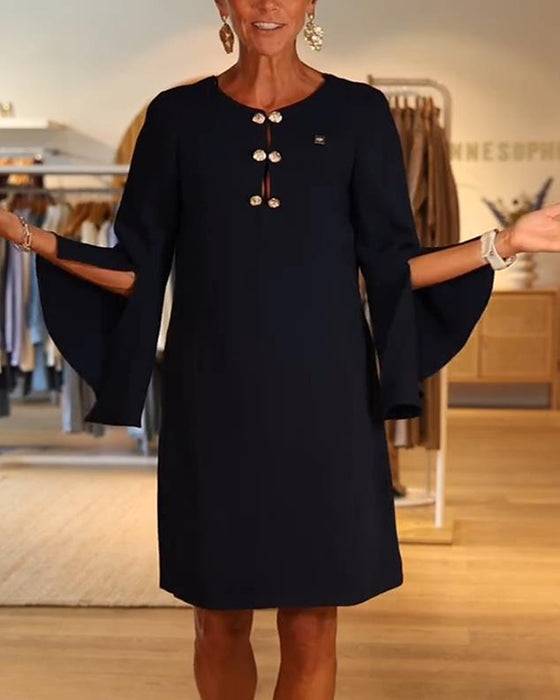 Kleid Schmetterlingsärmel geknöpft gerade