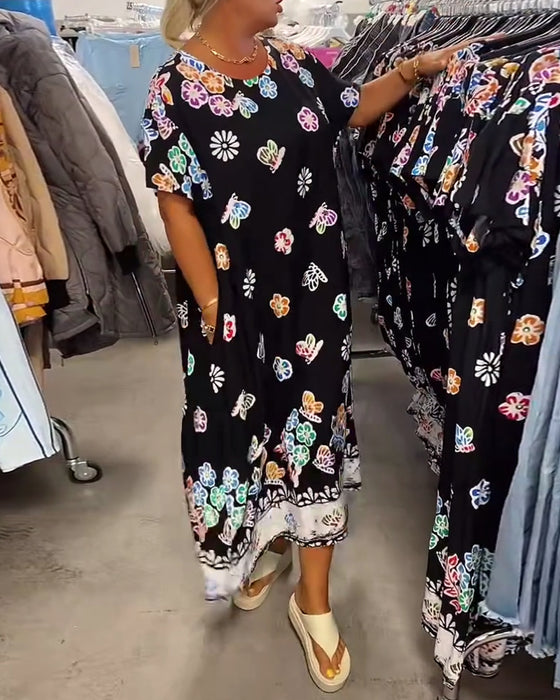 Kleid Oversize Bedruckt Locker