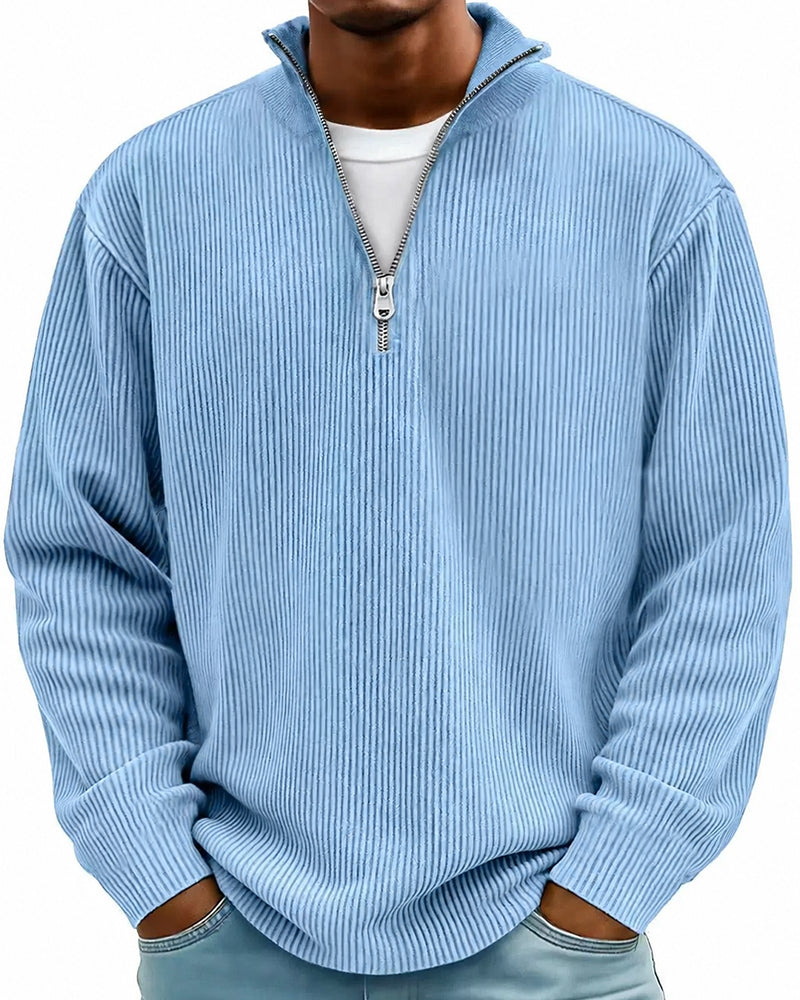 Herren Sweatshirt Reißverschluss Kragen Langer Ärmel