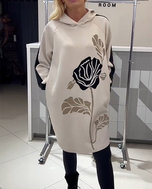 Kleid mit Kapuze Colorblocking Blumenprint