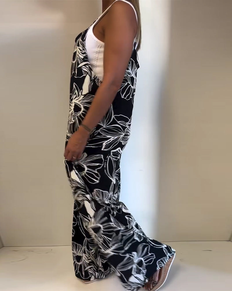 Jumpsuit Gemustert Trägerlos Weitbeinig
