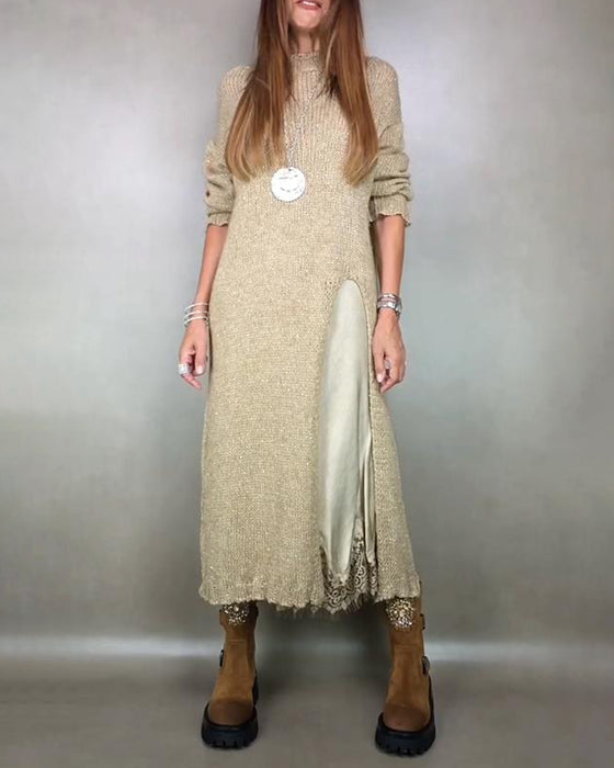 Zweiteiliges Set Mit Gestricktem Kleid Und Spitzen - Camikleid