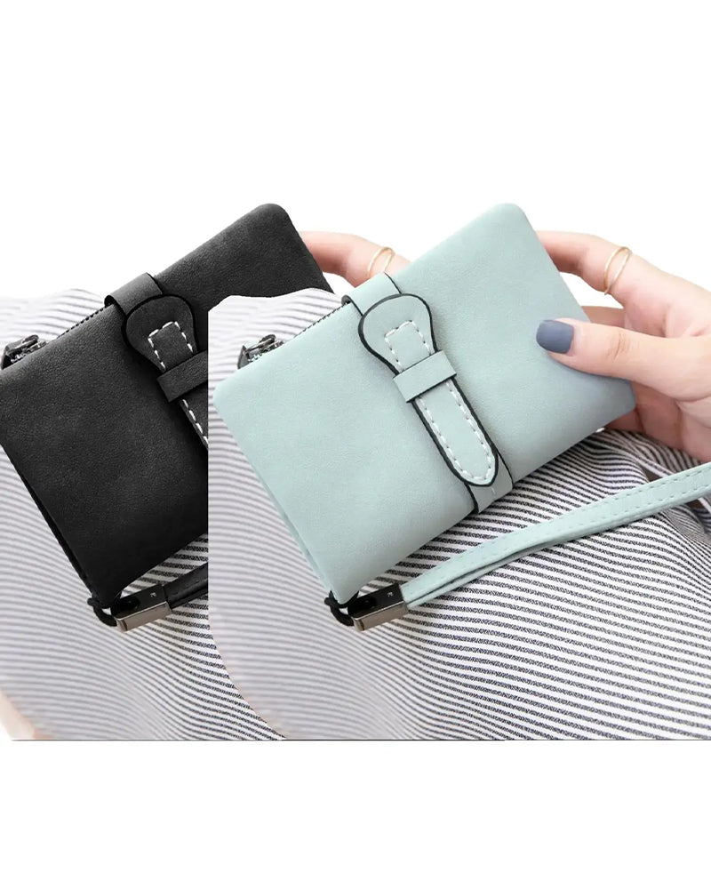 Damen Elegante Minimalistische Kurze Geldbörse Mit Handgelenkschlaufe, Lässige Vielseitige Reißverschluss Kartenhalter Geldbörse, Trendige Geldbörse Für Den Täglichen Gebrauch