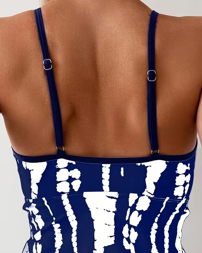 Tankini Riemen V-Ausschnitt Zweiteiler
