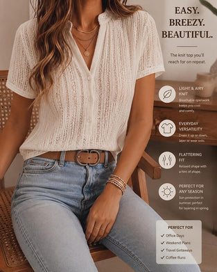 Bluse Ausschnitt Cardigan Kurzarm